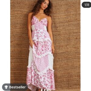 Floral Pink and White Maxi Dress